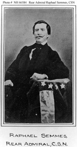 Rear Admiral Raphael Semmes, CSN  Photographed with the Confederate flag.  U.S. Naval Historical Center Photograph.