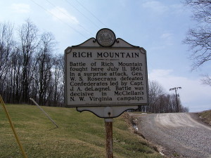 Historical marker on Rich Mountain