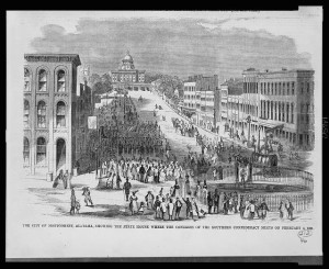 The city of Montgomery, Alabama, showing the state house where the congress of the Southern Confederacy meets on February 4, 1861 (Harper's weekly, v. 5, no. 215 (1861 Feb. 9), p. 88 (bottom); LOC: LC-USZ62-132567)