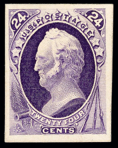 US Postage stamp, Winfield Scott, issue of 1870, 24c, purple