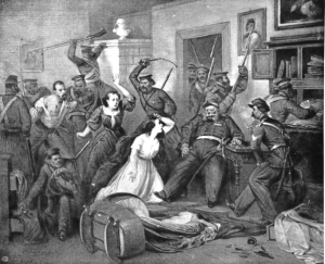 Russian army looting Polish manor during January Uprising (Anonymous plate after Władysław Bakałowicz (1831-1904))