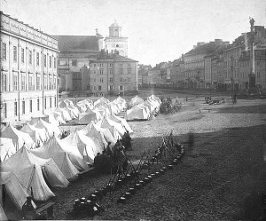 Russian army in Warsaw 1861 during martial law