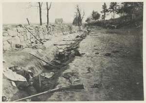Stone wall below Marye's Heights, May 3, 1863 (by Andrew J. Russell, photographed 1863,; LOC: LC-DIG-ppmsca-32937)
