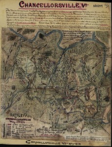 Battle of Chancellorsville, Virginia, May 2nd & 3rd 1863 by Robert Knox Sneden; LOC: gvhs01 vhs00299 http://hdl.loc.gov/loc.ndlpcoop/gvhs01.vhs00299 )