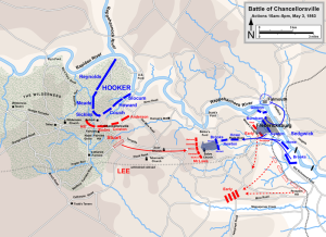 Map of a portion (May 3, 10am-5pm) of the battle of Chancellorsville of the American Civil War