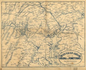 The new war map of Maryland, part of Virginia & Pennsylvania Mayer & Co's., lith., Boston.Boston, B. B. Russell, [1863]  (LOC: g3790 cw0242500 http://hdl.loc.gov/loc.gmd/g3790.cw0242500)