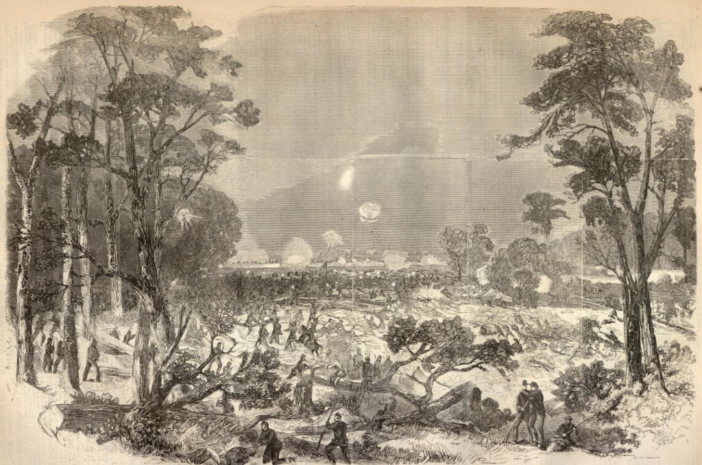 GRAND ASSAULT OF GENERAL AUGUR'S DIVISION ON THE FORTIFICATIONS OF PORT HUDSON, 27TH  MAY, 1863.-SKETCHED BY MR. J. R. HAMILTON (Harper's Weekly, 6-27-1863)