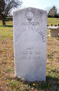 Gravestone of General William Barksdale in Greenwood Cemetary, Jackson, Mississippi.