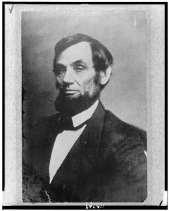 Abraham Lincoln, head-and-shoulders portrait, facing left (1861 April 6, printed later; LOC: LC-USZ62-112729)