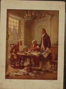 Writing the Declaration of Independence, 1776 (by JGL Ferris, Cleveland, Ohio : The Foundation Press, Inc., c1932 July 28; LOC: LC-USZC4-9904)
