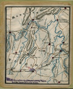 Map shewing [sic] vicinity of Harper's Ferry, Virginia, and the upper Potomac River, by Robert Knox Sneden; LOC: gvhs01 vhs00045 http://hdl.loc.gov/loc.ndlpcoop/gvhs01.vhs00045)