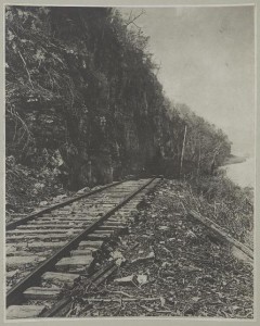 Chattanooga, Tenn. (vicinity) Nashville & Chattanooga railroad at foot of Lookout Mountain (photographed between 1861 and 1865, printed later; LOC: LC-DIG-ppmsca-33493)