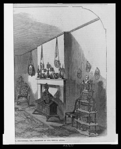Front parlor in Abraham Lincoln's house, Springfield, Ill. (Illus. in: Frank Leslie's illustrated newspaper, v. 11, no. 276 (1861 Mar. 9), p. 245, right half of upper illustration; LOC: LC-USZ62-123628)