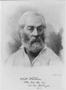 Walt Whitman, head-and-shoulders portrait, facing right (Wood engraving by T. Johnson "taken from life, 1863" published in the Century...Magazine, October 1893; LOC: LC-USZ62-46294)