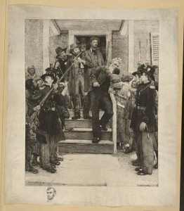 The last moments of John Brown (leaving the jail on the morning of his execution) (1885; LOC:  LC-DIG-pga-01629 )