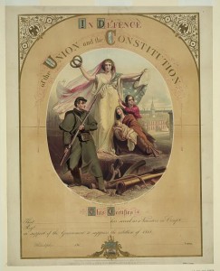 In defence of the Union and the Constitution (	Peter S. Duval and son, lithographer, 1861; LOC:  LC-DIG-pga-03676)