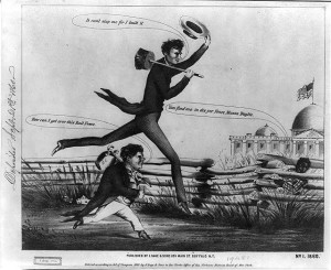 [Lincoln & Douglas in a presidential footrace]. No. 1, 1860 ( Buffalo, N.Y. : Published by J. Sage & Sons, 1860; LOC:  LC-DIG-ppmsca-15777)