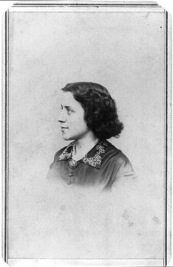 Anna Elizabeth Dickinson, social reformer, head-and-shoulders portrait, facing left (Philadelphia : J.W. Hurn, [ca. 1861]; LOC: LC-USZ62-73371)