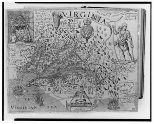 Map of Virginia (by William Hole 1624; LOC:  LC-USZ62-116706)