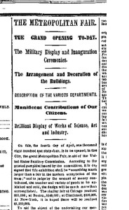 NY Times, Metropolitan Fair 1864