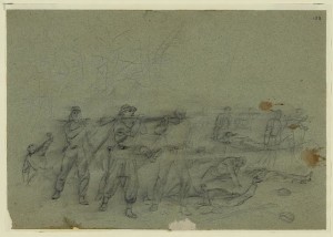 Wounded being carried away (by Alfred R.aud, may 6, 1864; LOC:  LC-DIG-ppmsca-20832)