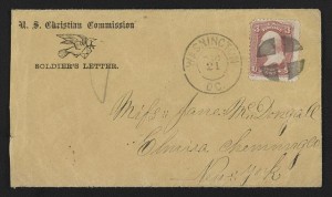 Civil War envelope for U.S. Christian Commission showing carrier pigeon with letter (between 1861 and 1865; LOC: LC-DIG-ppmsca-31700)