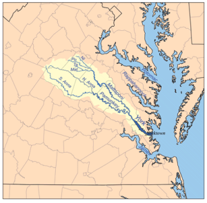 map of the York River Watershed and includes the Mattaponi and Pamunkey rivers. I, Karl Musser, created it based on USGS data.