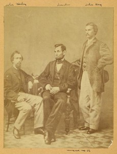 Lincoln & his secretaries, Nicolay & Hay (by Alexander Gardner,  November 8, 1863; LOC:  LC-DIG-ppmsca-19421)