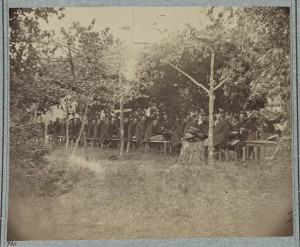 Views in camp of 50th New York Engineers in front of Petersburg, Va. (by Timothy H. O'Sullivan, photographed 1864; LOC: LC-DIG-ppmsca-33115)