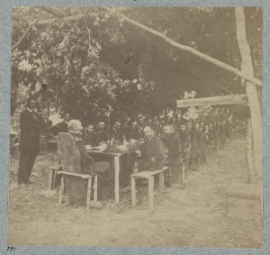 Views in camp of 50th New York Engineers in front of Petersburg, Va. (by Timothy H. O'Sullivan; photographed 1864; LOC: LC-DIG-ppmsca-33116)