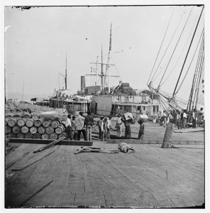 City Point, Va. African Americans unloading vessels at landing (Between 1860 and 1865; LOC: LC-DIG-cwpb-01748)