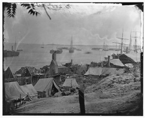 City Point, Virginia. Wharves after the explosion of ordnance barges on August 4, 1864 (1864 Aug; LOC:  LC-DIG-cwpb-03927)