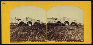 Depot of the Ill. Central RR Chicago, Illinois (by Samuel Fisher Corlies, 1863; LOC: LC-DIG-stereo-1s01449)