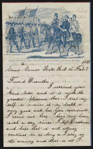 Letter from J. Hartwell Keyes to Diantha from Halls Hill, Virginia, on pictorial lettersheet ( 1862 June 2; LOC: LC-DIG-ppmsca-34611)