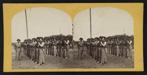 Soldiers from the 134th Illinois Volunteer Infantry drilling at Columbus, Kentucky (by John carbutt, 1864; LOC: LC-DIG-ppmsca-33524)