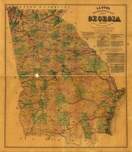 Georgia 1864 map (Lloyd's topographical map of Georgia from state surveys before the war showing railways, stations, villages, mills, &c. ; LOC: http://www.loc.gov/item/99447154/)