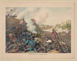 Battle of Franklin. November 30, 1864-Union (Gen. Schofield) ... Conf. (Gen. Hood (Chicago : Kurz & Allison, Art Publishers, 1891; LOC: LC-DIG-pga-01852)