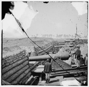 "Fort Brady, Va. Battery of Parrott guns manned by Company C, 1st Connecticut Heavy Artillery" (1864; LOC: LC-DIG-cwpb-03598)