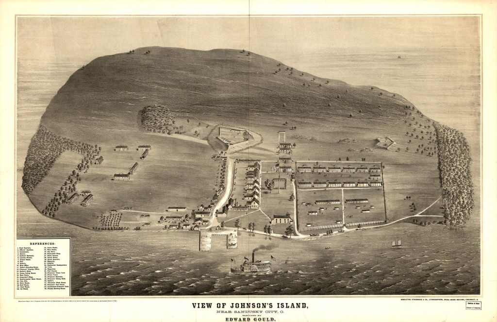 View of Johnson's Island, near Sandusky City, O.  (1865; LOC: http://www.loc.gov/item/99447489/)
