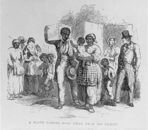 A slave father sold away from his family (Illus. in: The Child's Anti-Slavery Book..., New York, [1860], frontispiece.; LOC:  LC-USZ62-76081)