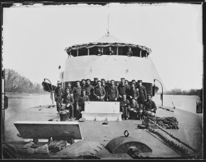 Crew on monitor "Saugus", James River, ca. 1860 - ca. 1865  (National Archives)