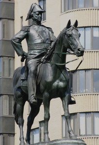 Statue of Lieutenant General Winfield Scott at Scott Circle, Massachusetts Ave. at 16th Street NW, Washington DC. Statue by Henry Kirke Brown, 1874