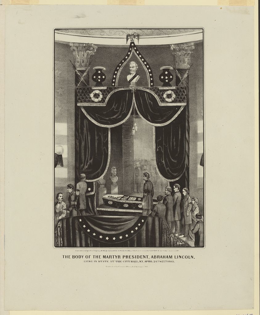 The body of the martyr President, Abraham Lincoln. Lying in state at the City Hall, N.Y. April, 24th & 25th 1865 