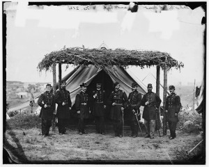 Portrait of Maj. Gen. George G. Meade, officer of the Federal Army, and Generals of the Army of the Potomac, vicinity of Washington, D.C., June 1865 (by William Morris Smith, June 1865; LOC: LC-DIG-cwpb-03924)