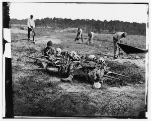 [Cold Harbor, Va. African Americans collecting bones of soldiers killed in the battle] (April 1865; LOC: http://www.loc.gov/item/cwp2003000494/PP/)