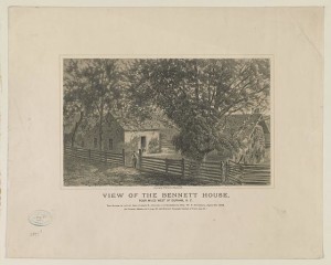 View of the Bennett House, four miles west of Durham, N.C. The house in which Gen. Joseph E. Johnston surrendered to Gen. W.T. Sherman, April 26, 1865 (by R.D. Blacknall, c1876.; LOC:  LC-DIG-pga-05349)