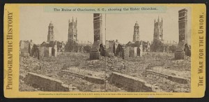 The ruins of Charleston, S.C., showing the Sister Churches (Copyright by E. & H.T. Anthony & Co. in 1865.; LOC: LC-DIG-stereo-1s02464)