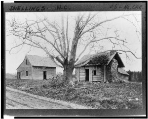 The Bennett place, North Carolina , House and barn(?) near Durham Station, North Carolina, where General Joseph Johnston surrendered to General Sherman, April 26, 1865. (c1904.LOC: LC-USZ62-108506)