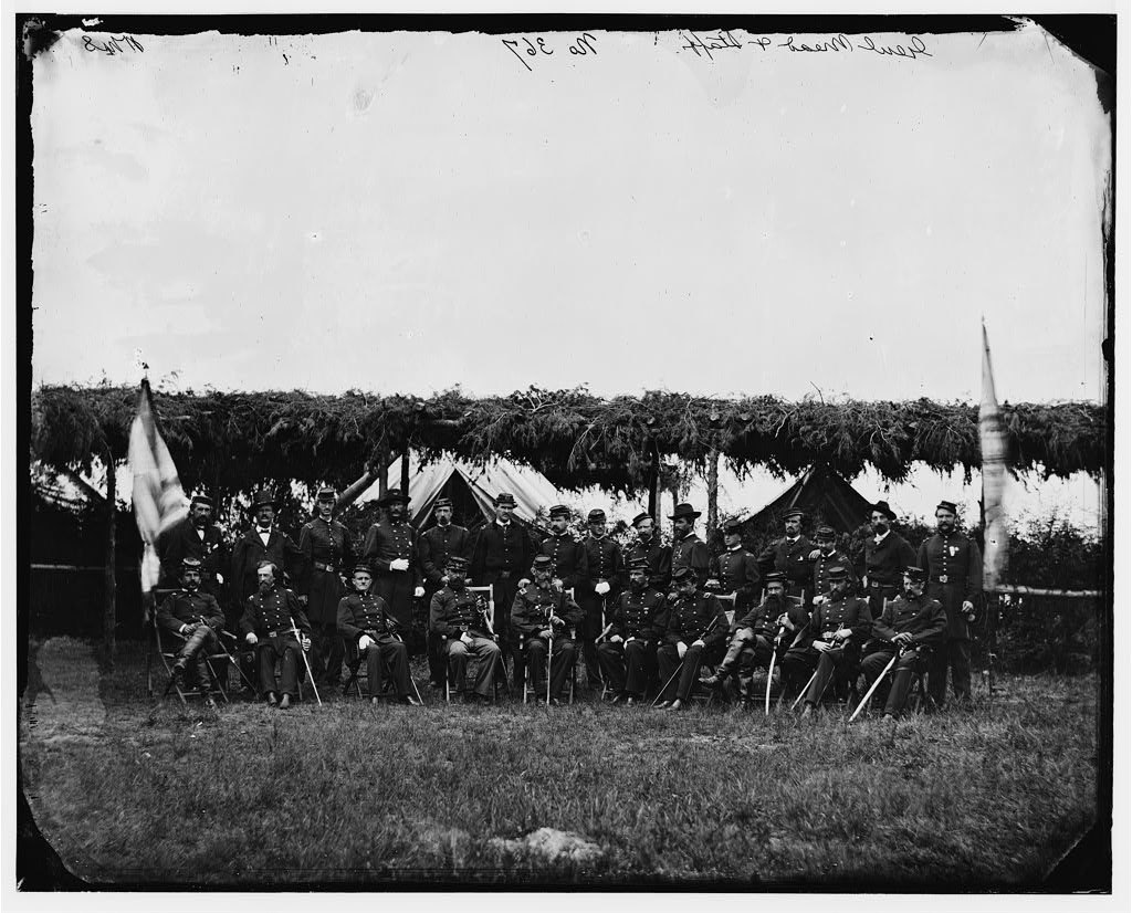 [Portrait of Maj. Gen. George G. Meade, officer of the Federal Army, and staff, vicinity of Washington, D.C., June 1865]  (LOC: http://www.loc.gov/item/cwp2003000354/PP/)