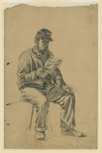 Reading the news--off duty / EF.  (1864; LOC: http://www.loc.gov/item/2004661884/)